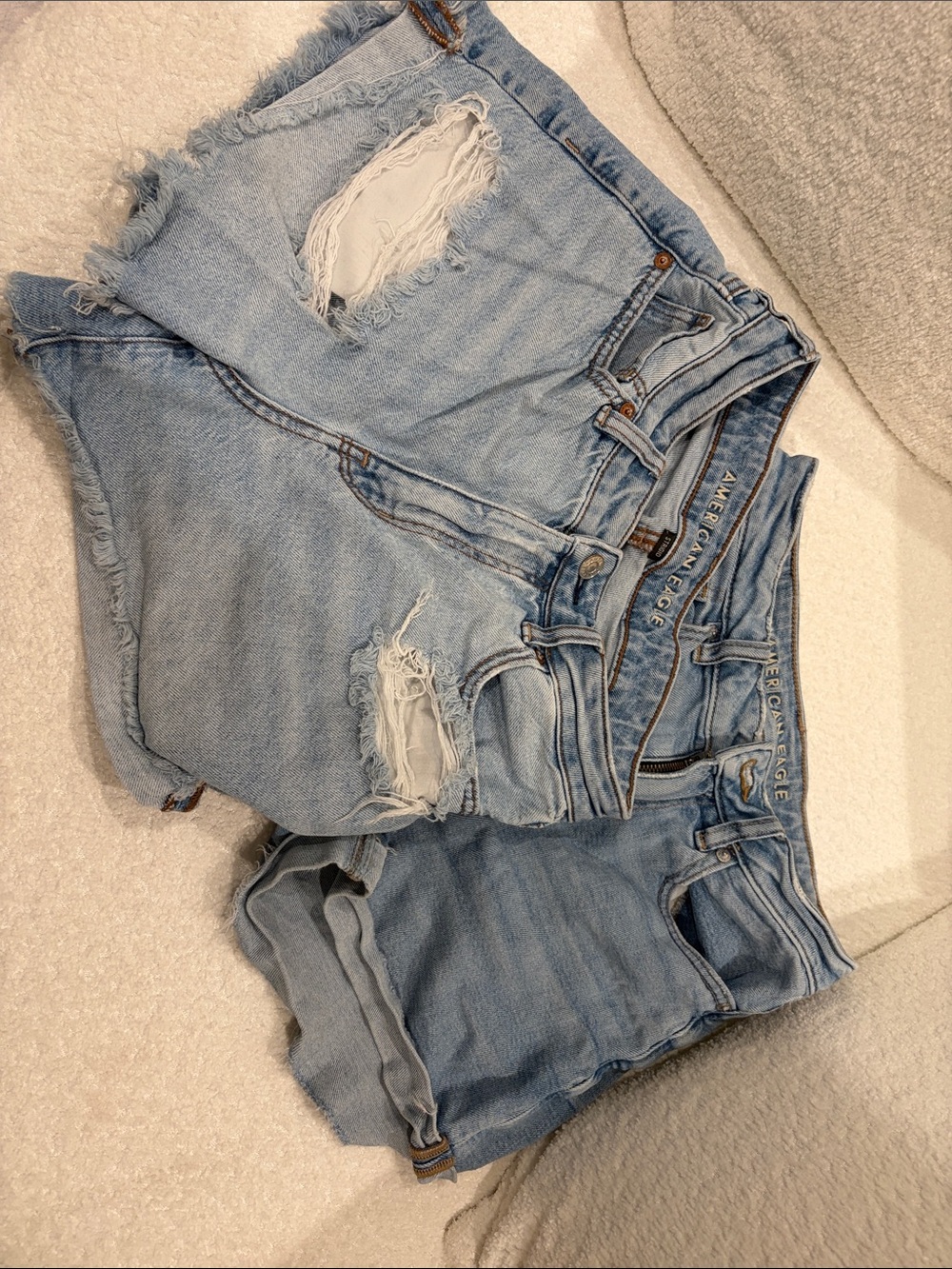 American Age Light Blue Denim Shorts with Contrast Stitching
